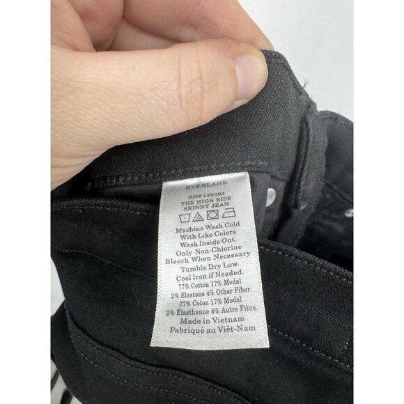 EVERLANE The High-Rise Skinny Jean Ankle Womens Size 27 Black Denim Dark Wash - Picture 5 of 9